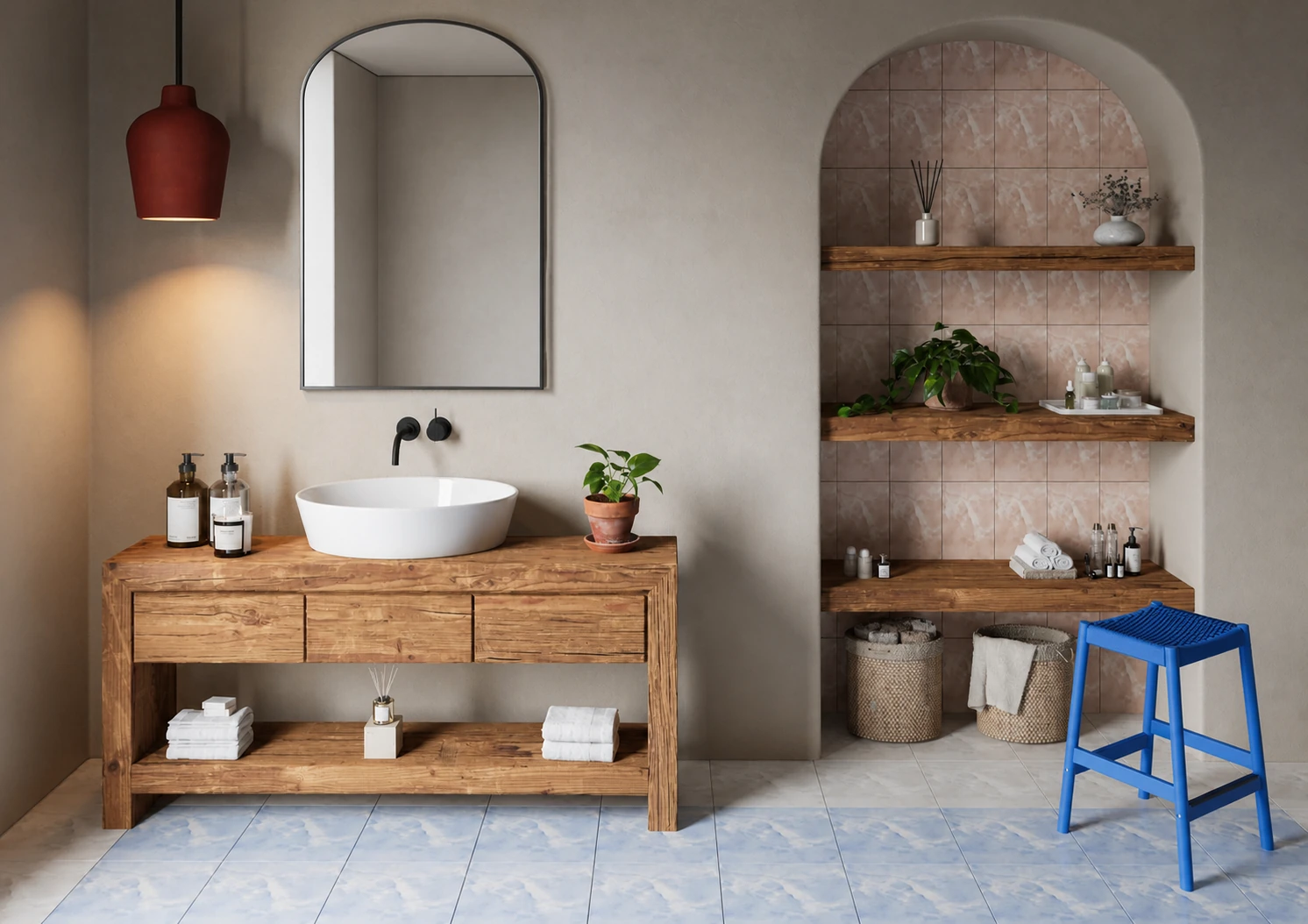 Bathroom material styling