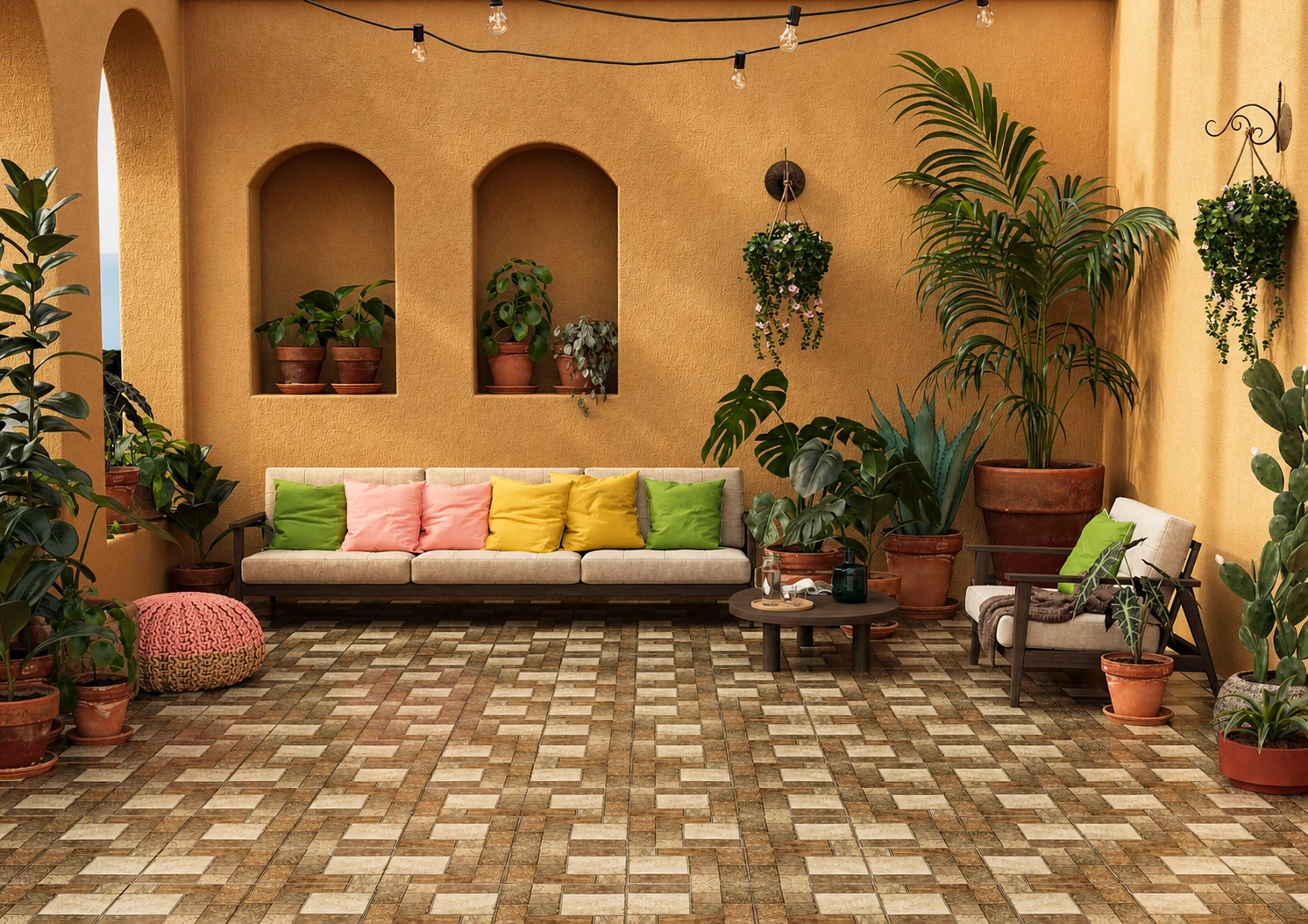 Surface-led living scene